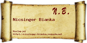 Nicsinger Bianka névjegykártya